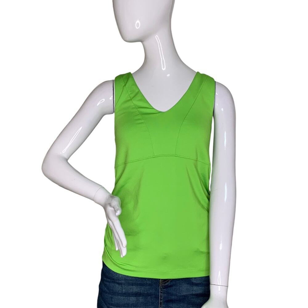 Athleta Fitness/Yoga Tank Top Sleeveless Build on Bra 36D (S) Lime Green